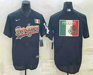 Men%27s Los Angeles Dodgers Big Logo Black Stitched MLB Cool Base Nike Fashion Jerseys->los angeles dodgers->MLB Jersey